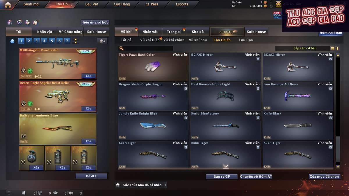 shop acc cf uy tin gia re